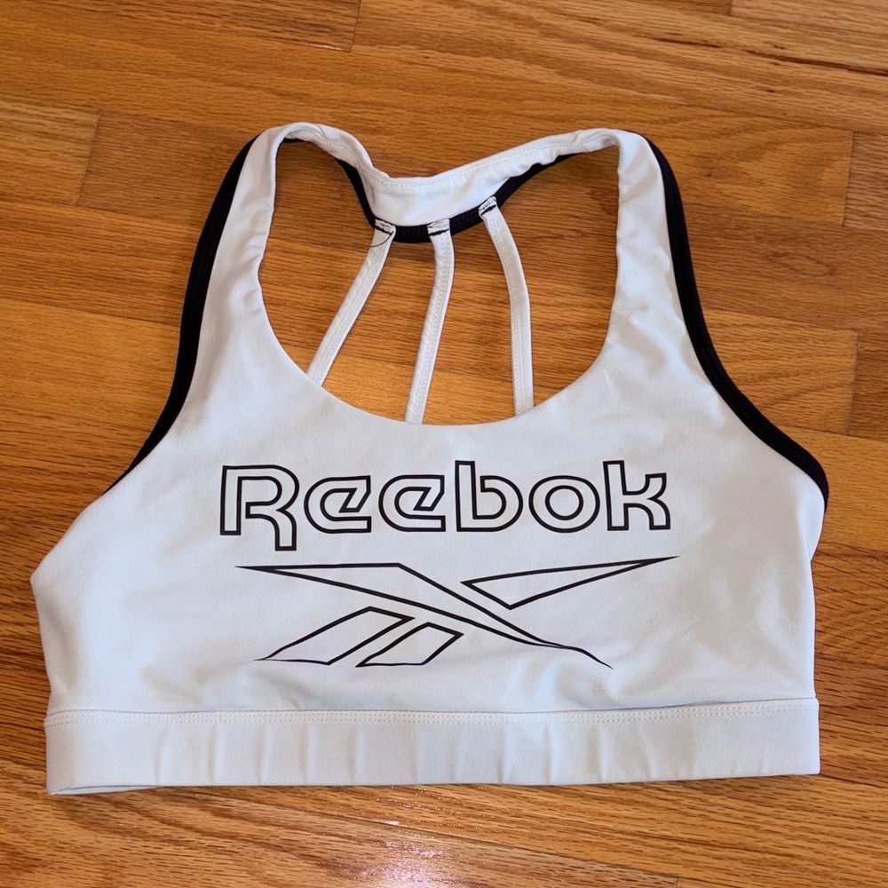 Reebok White Sports Bra with Black Trim